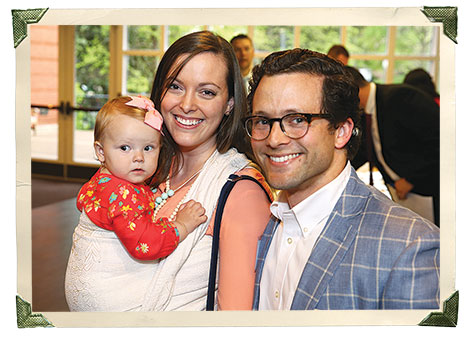 Clare Stanton, MSN'15, and Kalen Stanton, MBA'13, introduce their daughter to Owen.